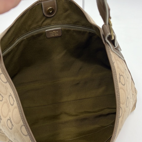 Authentic Salvatore Ferragamo Brown Canvas Shoulder Bag - Picture 14 of 17